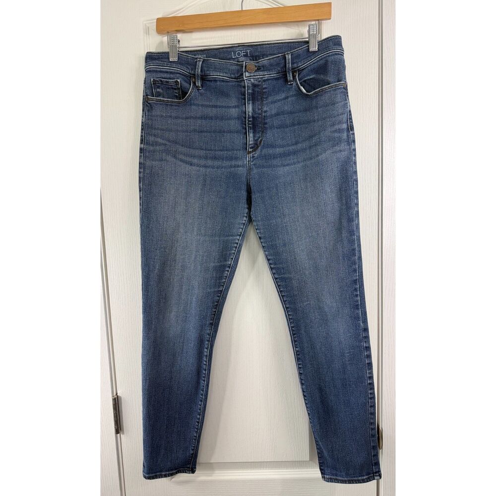 LOFT Skinny Jeans Womens 12 Blue Stretch Denim High Waist Ankle